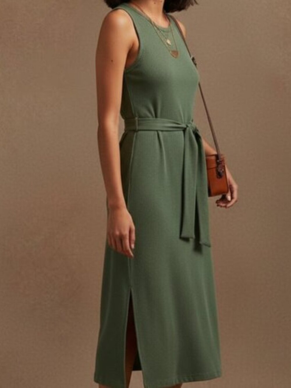 NEW, Banana Republic Army Green Knit tank Dress - Picture 2 of 16